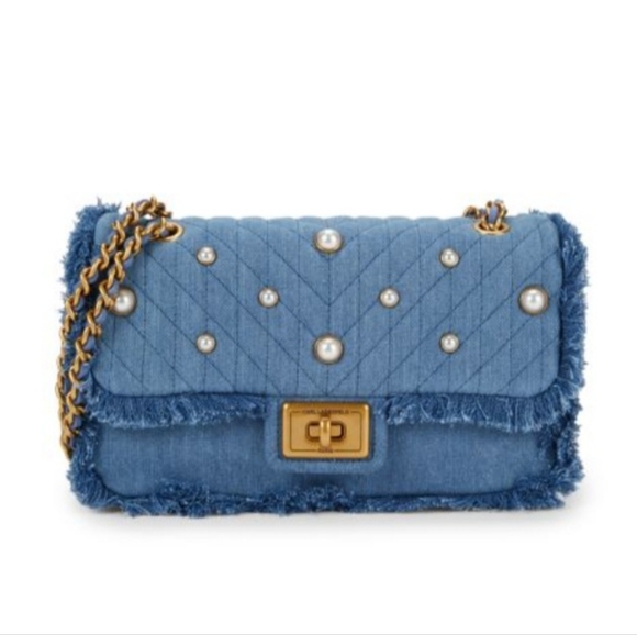 KARL LAGERFELD PARIS  Denim Shoulder Bag - Picture 2 of 9